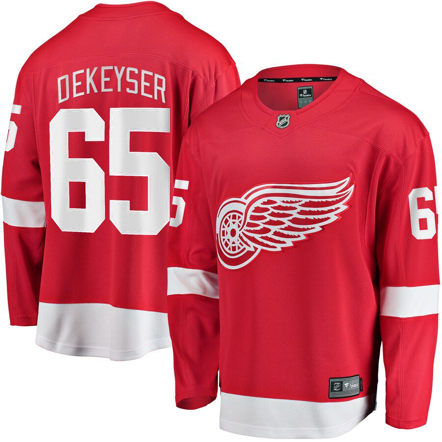 Men Detroit Red Wings 65 Danny Dekeyser Fanatics Branded Red Home Breakaway Player NHL Jersey
